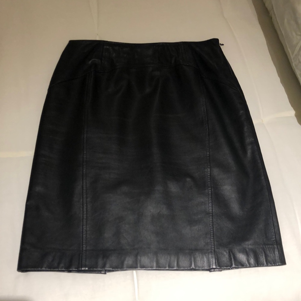 Talbots Black Leather Skirt